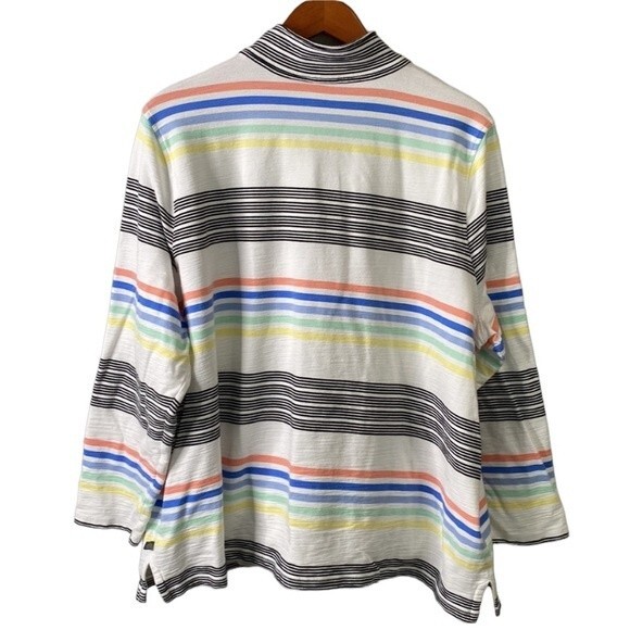 Talbots T by Talbots Striped Slub French Terry Pullover Sweater Top Long Sleeve - Picture 8 of 16